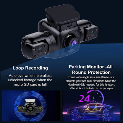 360° Dash Cam - Full HD, DVR,  Monitoring, High-Def Night Vision, and WiFi