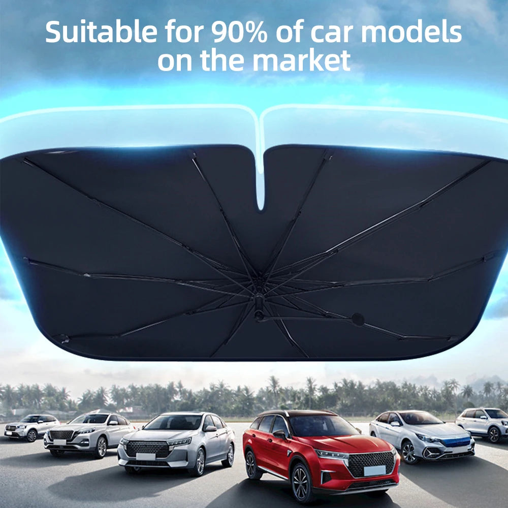 ShadeGuard Windshield Sunshade Umbrella with Bendable Handle