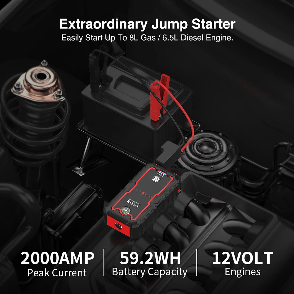 UTRAI Power Bank  2000A Jump Starter Portable Charger Car Booster 12V Auto Starting Device Emergency Car Battery Starter